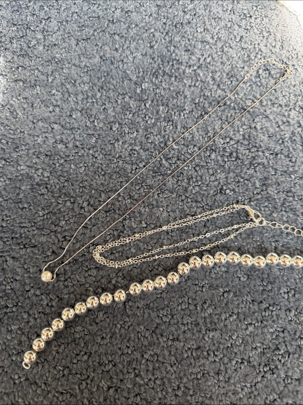 Silver Ball Bead Layered Necklace Set - Women Jewelry